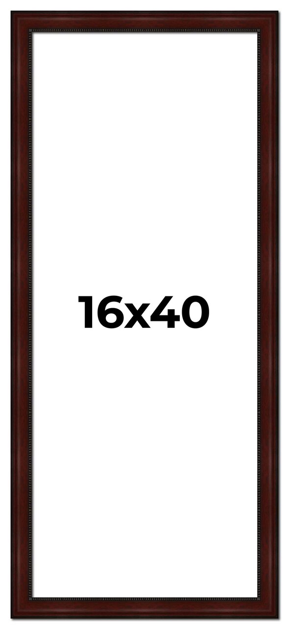 16x40 Distressed Brown Picture Frame - UV Acrylic, Foam Board Backing, Hanging Hardware